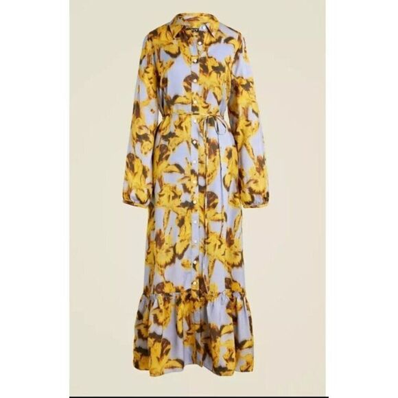 NWT J. Crew Amelia Shirtdress in Floral Drapey Viscose w/ Belted Waist Sz XXS - Picture 4 of 14